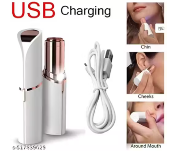 USB Facial Hair Remover for Women & Girls Mini Cordless Trimmer Machine for Face Skincare | Lipstick Shape(USB RECHARGEABLE)01