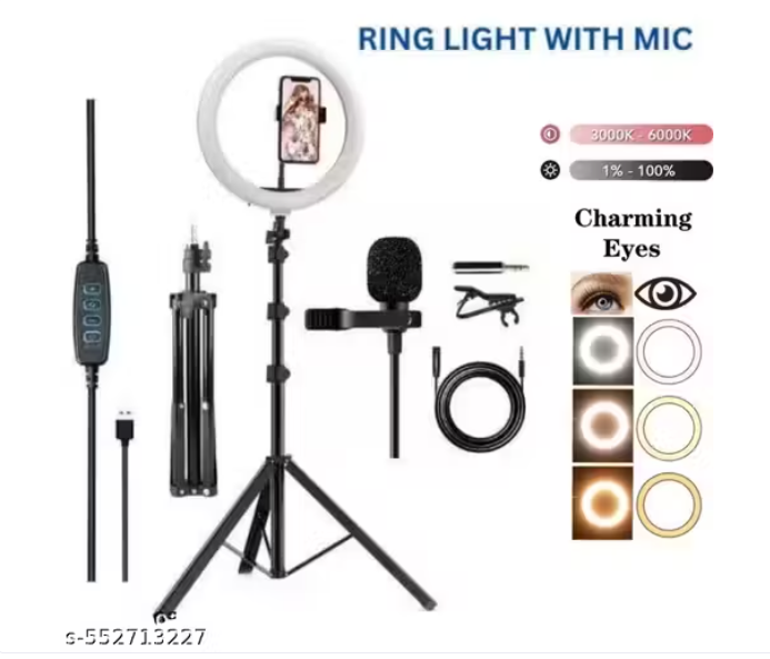 10-Inch Ring Light with 7-Foot Adjustable Tripod and Colo.r Microphone – Professional Lighting and Audio Kit for Video Recording, Streaming, Content Creation, Makeup, and Photography