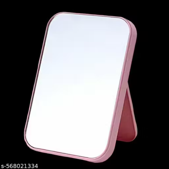 CRUELEST Pink Portable Foldable Makeup Mirror – HD Dressing Table Mirror Desktop Vanity Mirror with Stand, Adjustable Travel Mirror for Women, Square Cosmetic Tabletop & Handheld Dressing Mirror (Princess Style)